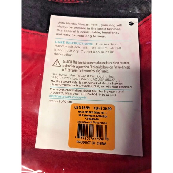 New Red Devil Dog Costume Martha Stewart Pets Halloween Outfit Small T-Shirt Tee - Picture 5 of 6